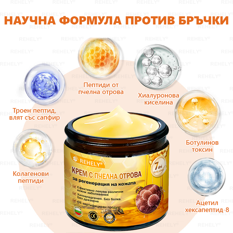REHELY® Крем с пчелна отрова за регенерация на кожата – Подходящ за всички възрасти и типове кожа)