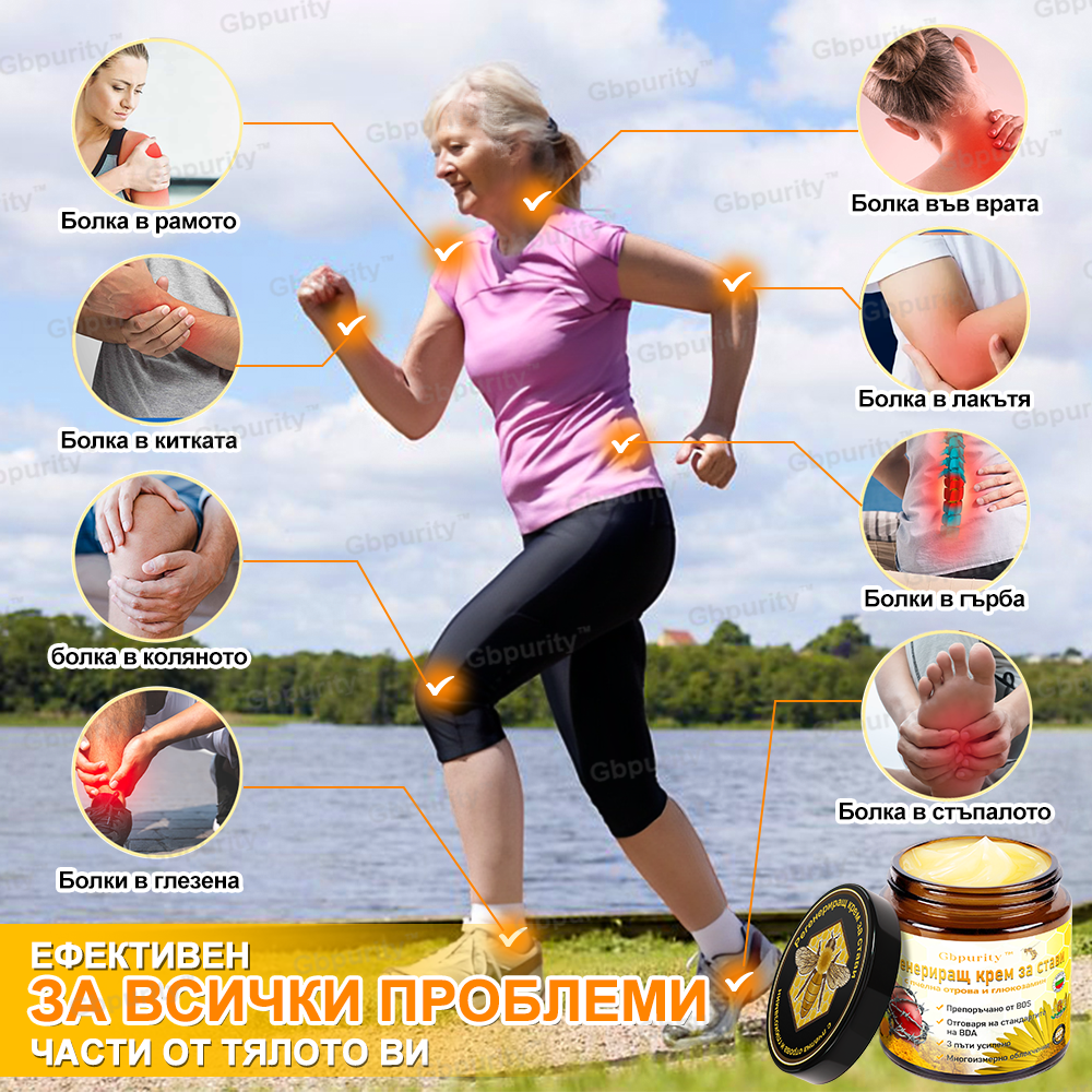 🦴𝑮𝒃𝒑𝒖𝒓𝒊𝒕𝒚™ Регенериращ крем за стави с пчелна отрова и глюкозамин — Препоръчан от водещи специалисти от Българската асоциация по ортопедия и травматология